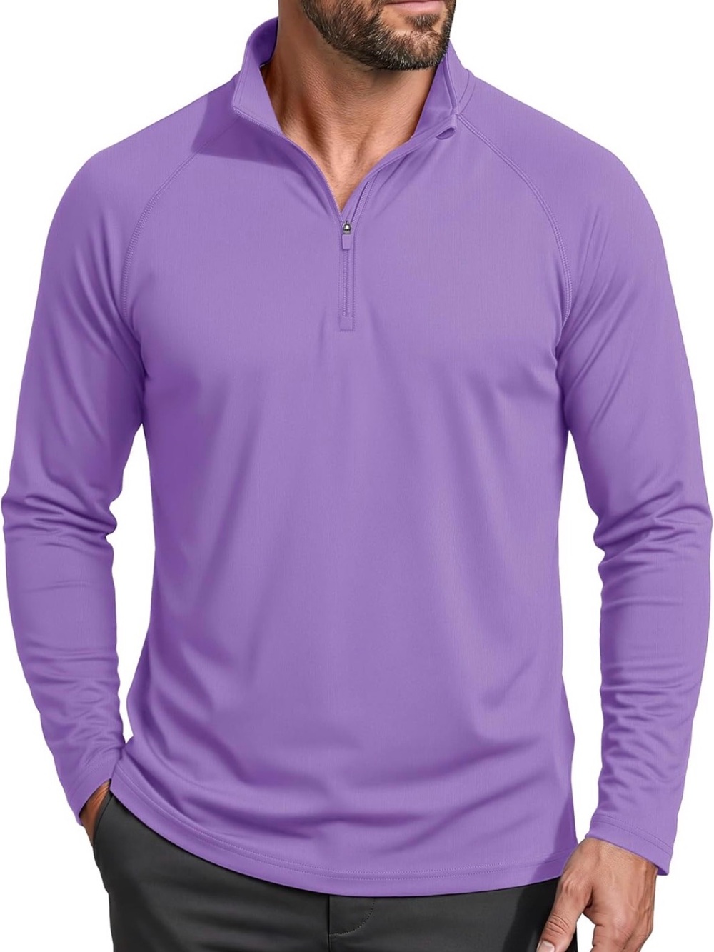 Men's Long Sleeve Quarter Zip Performance Top - Lavender